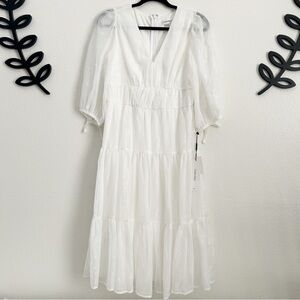 New Calvin Klein White Tiered Dress | Size 6